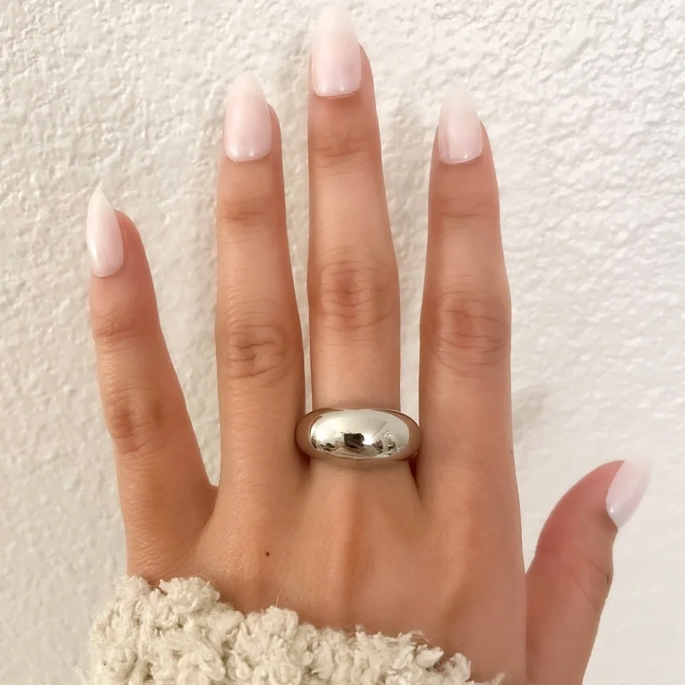 925 Sterling Silver Dome Ring Chunky Ring Thumb Ring Thick Ring Boho Ring